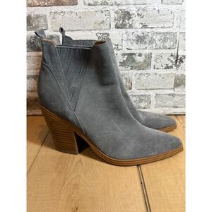 Marc Fisher LTD Ankle Booties Womens 8.5 Grey Suede Pointed Toe Block